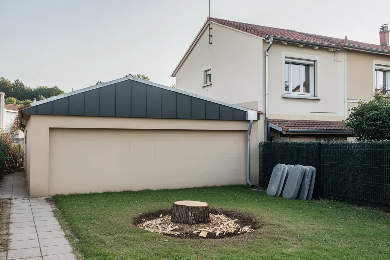 Garage dégagé après démontage d'arbre à Lyon