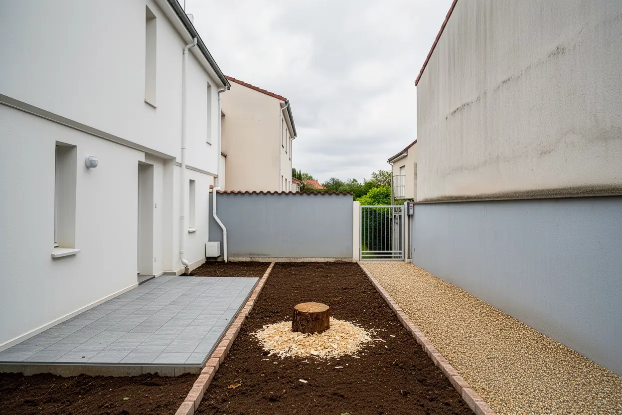 Espace dégagé à Vénissieux après démontage du conifère
