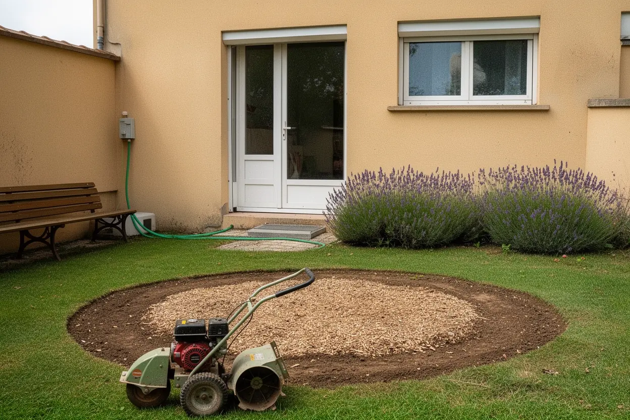 Terrain nivelé après dessouchage à Lyon