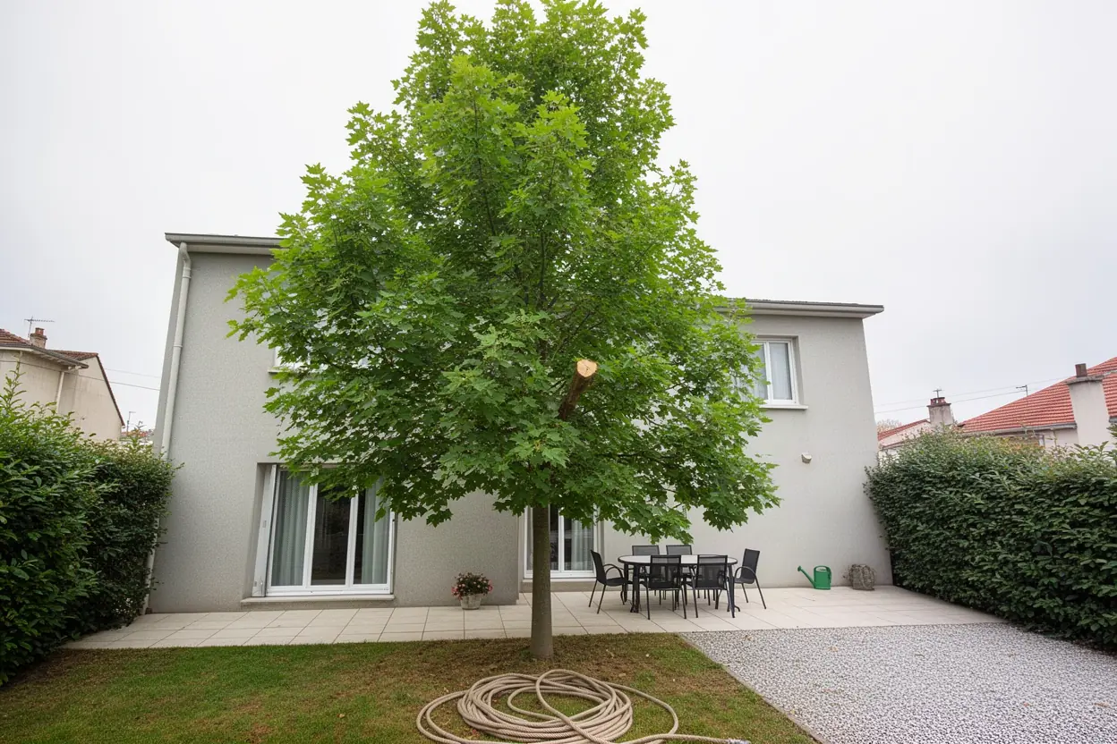 Érable assaini après taille sanitaire à Villeurbanne